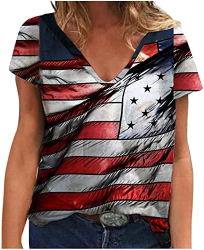 Bayan Yurtsever Gömlek Bağımsızlık Günü Baskılı Şık Rahat kısa kollu tişört Tees Gömlek Bluz Tunik Üstleri