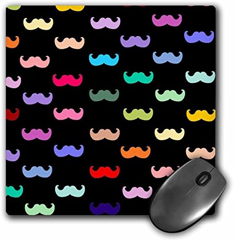 3dRose LLC 8 x 8 x 0,25 İnç Mouse Pad, Siyah Üzerine Renkli Gökkuşağı Bıyık Deseni (mp_56657_1)