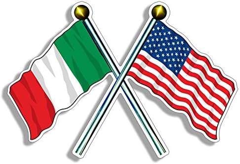 Çapraz Direkleri ABD ve İtalya Sallayarak Bayrakları Sticker, İtalyan Amerikan Vinil, Amerikan ve İtalyan Bayrağı