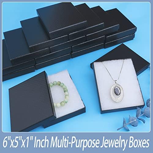 6x 5 x 1 İnç Pamuk Dolgulu Siyah Karton Mücevher Kutuları ve Perakende Kutuları, Kolye İçin 10 Paket Mücevher Hediye