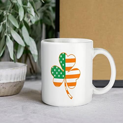 İrlandalı Amerikan Yonca Bayrağı Baskı Kupa kahve bardağı Seramik çay bardağı Komik Hediye Ofis Ev için Kadın Erkek