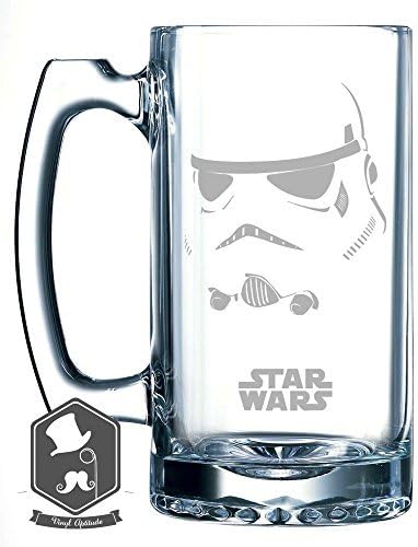 Star Wars Fırtına Trooper Yan Görünüm Kask Inspired 25 OZ El yapımı Kazınmış bira kupası Cam Stein