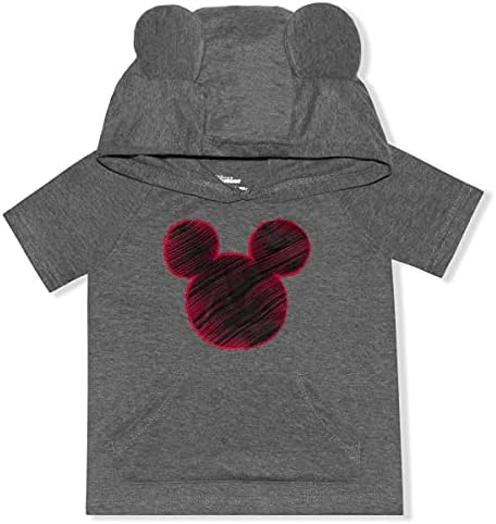 Disney Mickey Mouse Erkek Kapüşonlu Tişört, Bebek ve Yürümeye Başlayan Çocuk için Tişört ve Şort Takımı-Kırmızı /