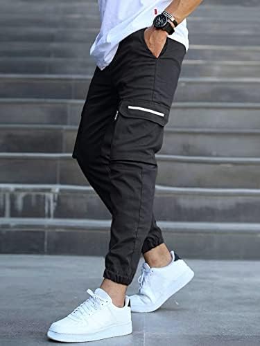 GORGLİTTER erkek Baggy Kargo Pantolon Joggers İpli Bel Egzersiz Flap Cep Streetwear eşofman altları