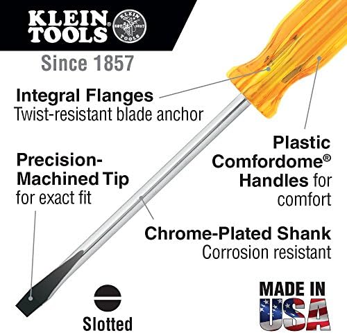 Klein Tools BD146 Kilit Taşı Uçlu, 6 inç Yuvarlak Saplı ve Uyumlu Saplı 1/4 inç Düz Başlı Tornavida