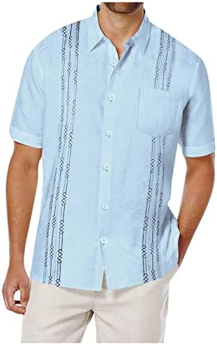 Erkek Nefes Baskılı Kazak Moda Yaka Plaj Tatil Giyim Bluzlar Slim Fit Hawaii kısa kollu tişört
