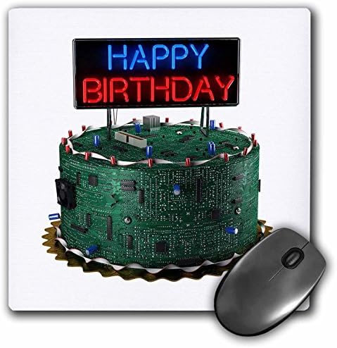 3dRose LLC 8 x 8 x 0,25 inç Mouse Pad, Geek Geeks Devre Kartı için Mutlu Yıllar Pastası (mp_155021_1)