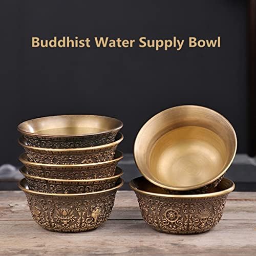 7 Adet Sekiz Uğurlu Su Kaseleri, El Yapımı Saf Bakır Oyma Kutsal su bardakları Buda'nın Su Sunan Bardak Tibet İbadet