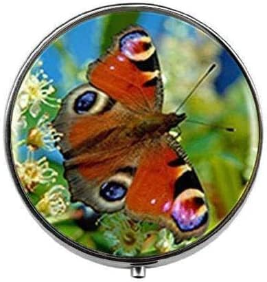 Renkli Kelebek-Kelebek Sanat Fotoğraf Hap Kutusu-Charm Hap Kutusu-Cam Şeker Kutusu