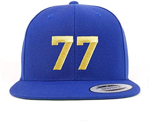 Trendy Giyim Mağazası Numarası 77 Altın İplik Düz Fatura Snapback Beyzbol Şapkası
