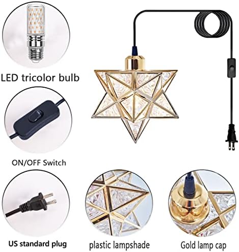 HFUGUD Fiş Kolye aydınlatma armatürleri tavanda asılı Lamba 16.4 Ft asılı ışıklar Fiş kablosu ve anahtarı ile, küçük