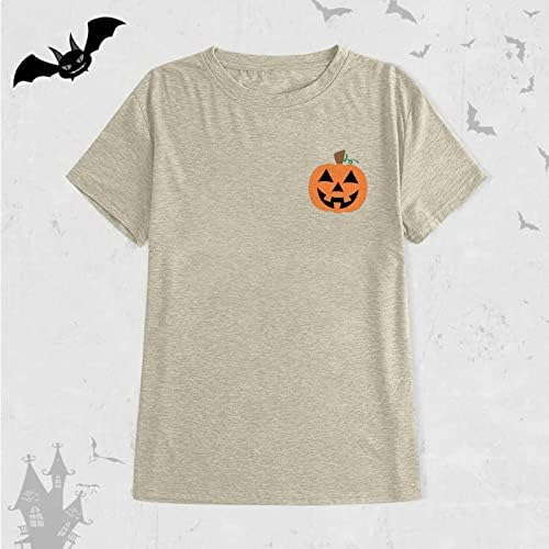 Bayan Sonbahar Kabak T Shirt Komik Kısa Kollu Cadılar Bayramı Grafik Tees Tops Kadın Petite Uzun Gömlek