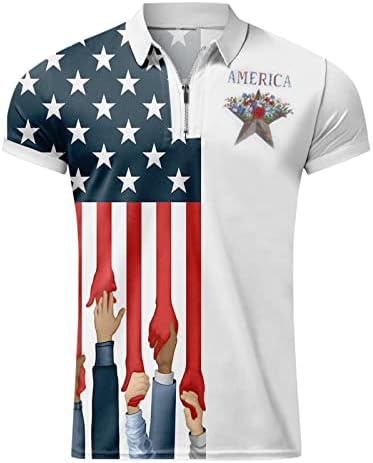 Erkek ABD Bayrağı polo gömlekler 4th Temmuz Vatansever T-Shirt Yaz Rahat Kısa Kollu Vintage Golf Polos