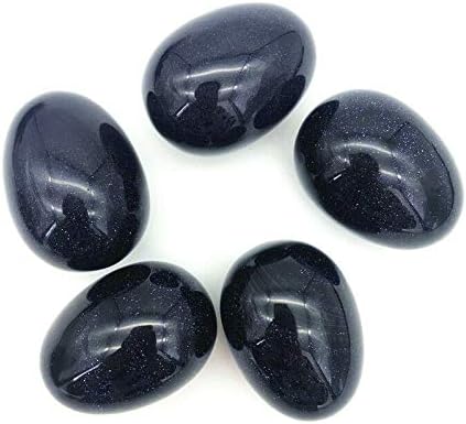 SEEWOODE AG216 1 adet Büyük Boy Mavi Kumtaşı Kuvars Kristal Yumurta Şekilli Taşlar Şifa Reiki Dekor Taşlar ve Mineraller