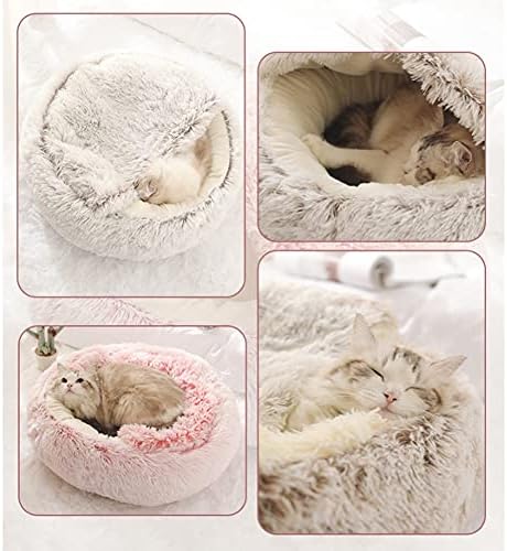N / A Taşınabilir Kediler Yavru Uyku Yatak Yuva Katlanabilir Yuvarlak Peluş Kış Sıcak Yumuşak Mat Seyahat Ev Açık