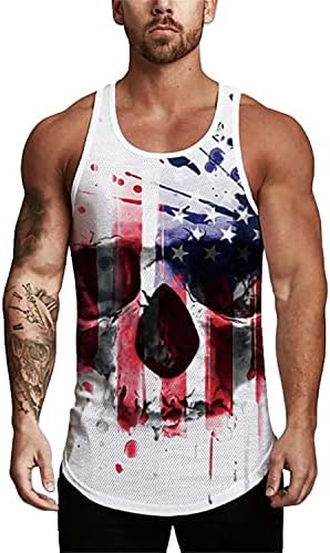 Erkek Rahat Amerikan Bayrağı Tankı Üstleri Tüm Baskı Kolsuz Göğüs Fanila Spor Salonu Yelek Vücut Geliştirme Egzersiz