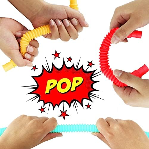 TİBDALA Mini Pop Tüpler Fidget Oyuncak, 12 Paket Duyusal Streç Tüpler Stres Giderici Oyuncaklar Çocuklar için Komik