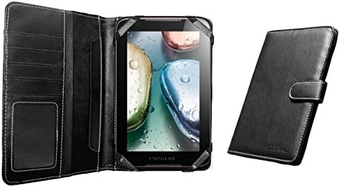 Navitech Hakiki Siyah Napa Deri Flip Açık 7 İnç Kitap Tarzı Taşıma Çantası/Kapak Dell Streak 7 Android Tbalet Cihazı™ile