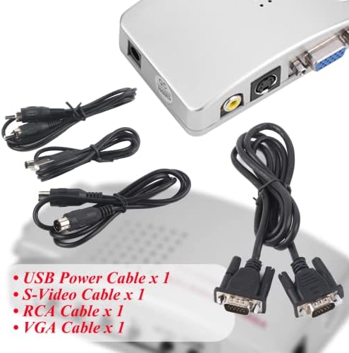 VGA TV AV RCA Sinyal Adaptörü Dönüştürücü Kutusu ile PS/ 2 veya USB Bağlantı Noktası Güç Kaynağı, Kompozit Video Destekler,